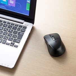 Sanwa Supply Bluetooth 5.0 Mouse, Silent, Blue LED, 5 Buttons, 2400 dpi (3-Step Switching), Small, Black MA-BTBL155BK