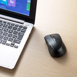 Sanwa Supply Bluetooth 5.0 Mouse, Silent, Blue LED, 5 Buttons, 2400 dpi (3-Step Switching), Small, Black MA-BTBL155BK