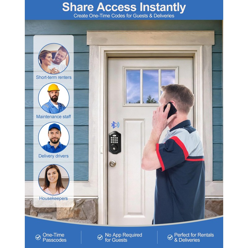 Keyless Entry Door Lock, Smart Keypad Deadbolt for Front Door,