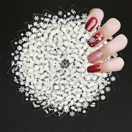 30 Sheets Snowflakes Nail Art Stickers 3D Nail Decals Silver Nail Art Design Nail Supplies Self Adhesive Christmas Nail Art Charms for Women Girls Manicure Decoration