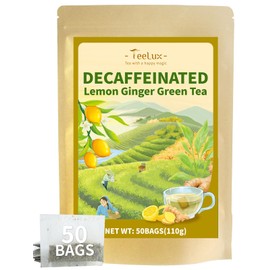 TeeLux Lemon Ginger Decaf Green Tea, Smooth Decaffeinated Green Tea with Spicy Ginger & Refreshing Natural Lemon Flavor, 50 Count