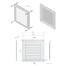 AISI 316 Non-Magnetic Stainless Steel Air Vent Grille for Indoor and Outdoor Use, Stainless Steel Ventilation Grille, Stainless Steel Air Distributor. (18 x 18 cm)