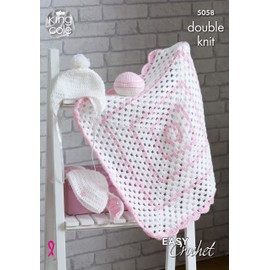 King Cole Beginners Crochet Pattern, Granny Blanket, Baby Hats and Ball 5058