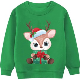LXKA Boys Kids Christmas Jumper Sweatshirt Xmas Jumpers Reindeer Long Sleeve Tops Cotton T-Shirts Toddler Crew Neck Casual Winter Clothes Age 1-7 Years