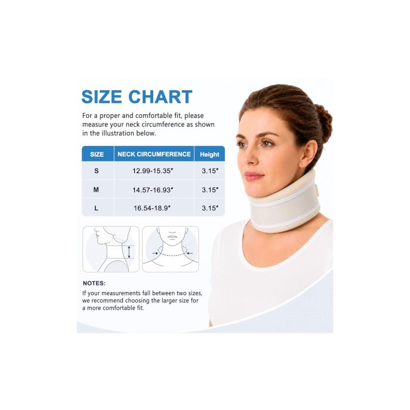 Neck Brace with Detachable Support Strips, Adjustable Neck Support