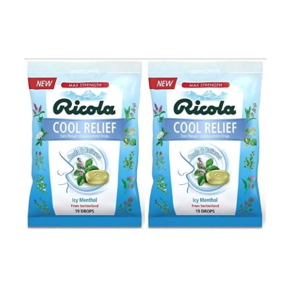 New Max Strength Ricola Cool Relief Cough Suppressant Drops, 19 Drops (2 Pack)