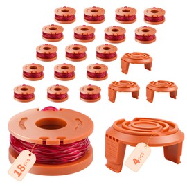 OMECO WA0010 WA0004 WA0004.1 Rasentrimmer Ersatzspulen Kompatibel mit Worx WG163E, WG157, WG160, WG163, WG165 Rasentrimmer, 1.60mm 3.05m(18 Ersatzspulen, 4 Kappe WA65311)