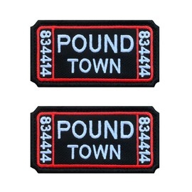 Antrix 2 Pcs Ticket to Pound Town Black Emblem Patch Hook and Loop Embroidered Pound Town Patch Work Clothes Uniform Travel Backpack Caps Hat Bag Vest Dog Harness - 3.15x1.55 inch