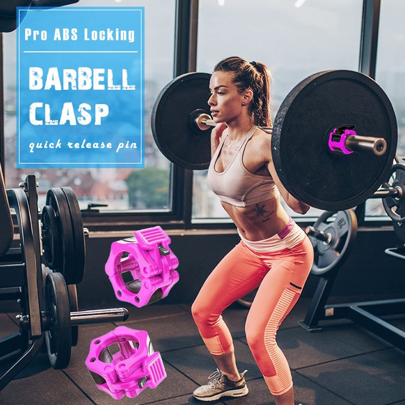 Barbell Clamps Olympic Bar Barbells Collar Clips, Quick Release Secure