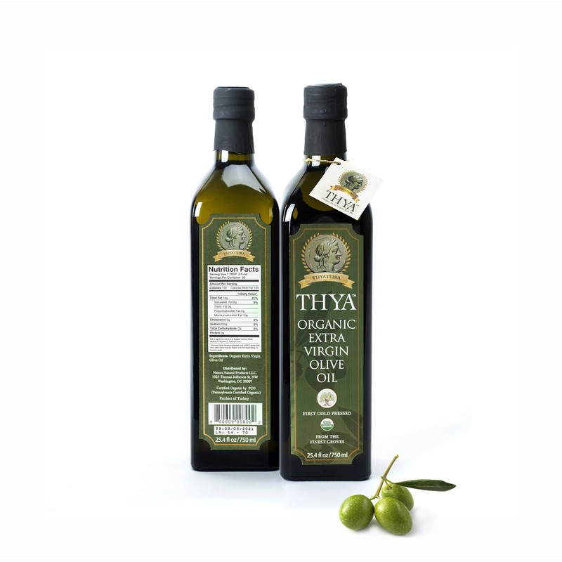 USDA Organic Extra Virgin Olive Oil by THYA, First Cold
