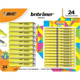 BIC Brite Liner Highlighter Combo Pack, Fluorescent Yellow, 24 ct
