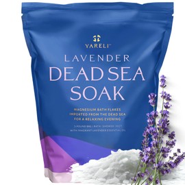 Yareli Magnesium Flakes, 5lb Lavender, Dead Sea Bath and Foot Soak, Alternative to Epsom Salt with Over 250,000mg of Magnesium Chloride Per Bag