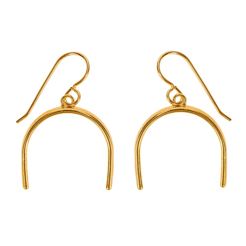 Gold Bohemian Boho Dangle Drop Earrings | (Gold Half Circle