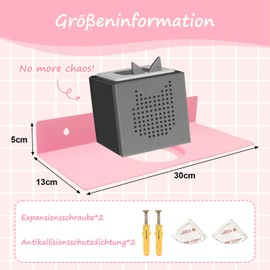 Chedin Tonie Metal Shelf, Fully Magnetic Toniebox Shelf for 20 Figures + Box, Wall Shelf Storage Shelf for Toniebox, Tonier Shelf Tonie Box with Cut-Out (Stainless Steel, Pink)