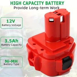 Hanaix 3.5Ah 12V Battery Compatible with Makita PA12 1220 1222 1233 1200 1201 1201A 1202 1202A 1234 1235 1235B 1235F 1235A 6213d 6217d 6227d 6313d 192598-2