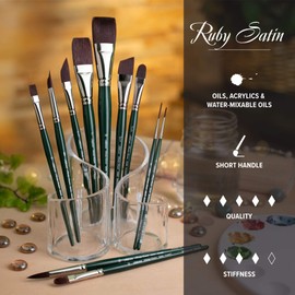 Silver Brush Ruby Satin Monogram Liner Short Handle Series 2522S Size 1, Stiff Synthetic Filaments Hunter Green, 18x1x1 cm