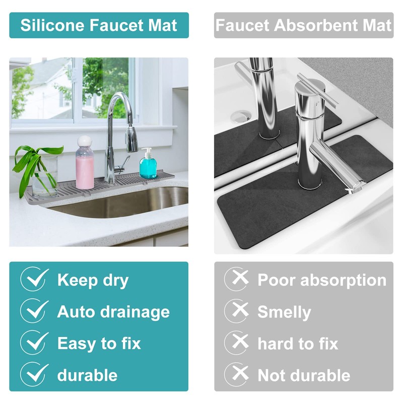 30 Inch Kitchen Sink Splash Guard, Large Size Faucet Mat