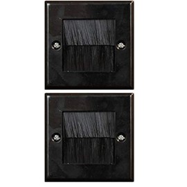 electrosmart Black Single Gang Brush Strip Wallplate/Wall Plate/Faceplate Cable Tidy for Wall Mounted Plasma TV etc (Quantity 2)