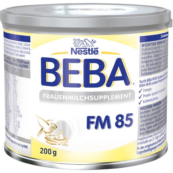 BEBA Nestlé BEBA Frauenmilchsupplement FM 85 von Geburt an Säuglingsnahrung, 200 g Pulver