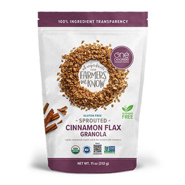 One Degree Organic Sprouted Granola Cinnamon Flax Gluten Free 312g
