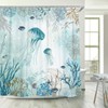 Neasow Nautical Shower Curtain, Teal Jellyfish Beach Shell Sea Life