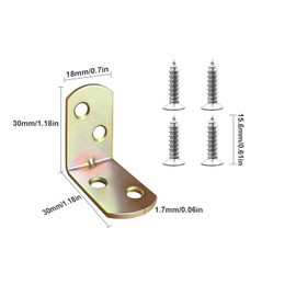 Pack of 30 Angle Connectors 30 x 30 x 18 mm, Mounting Angle 90 Degree Heavy Duty with Screws, Metal Angle for Wood, Shelf, Table, Cabinet
