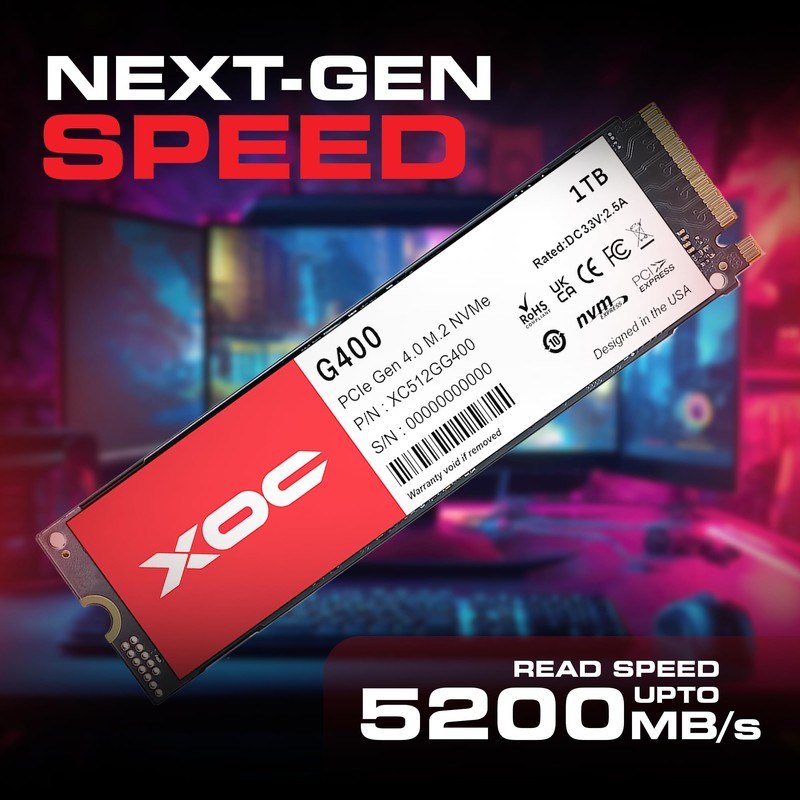 XOC G400 1TB NVMe Gen4 SSD – Up to 5200MB/s,