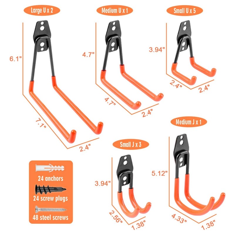 REMIAWY Garage Hooks Heavy Duty 14 Pack, Steel Garage Storage