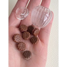 1:12 lot Lollipop Candy shop store miniature with stand dollhouse sweet food - 1 glass jar+8 chocolate cookies