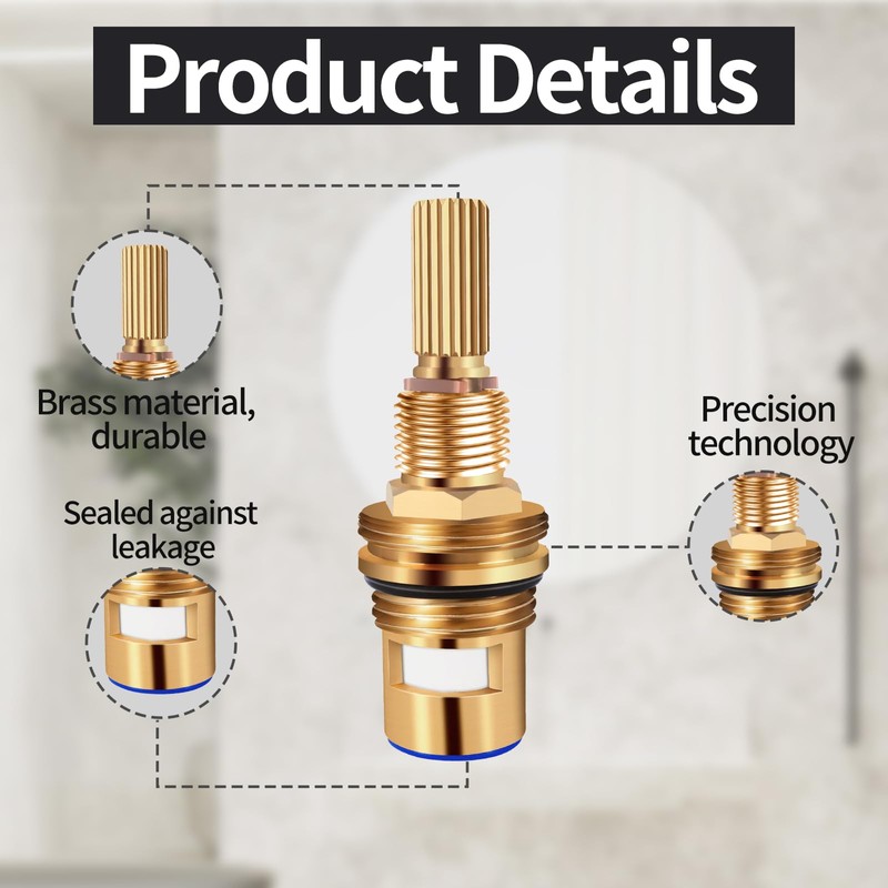 Brass 1-001 & Brass 1-002 Ceramic Valve Set，Replacement Hot Widespread