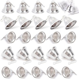 MCPINKY 45PCS Silver Jingle Bells for Crafts Vintage Bells Small Bells with Spring Hooks Hanging for Wind Chimes Bear Bells Housebreaking Doorbell Wedding Decor DIY Favor,1.7 x 1.5Inch