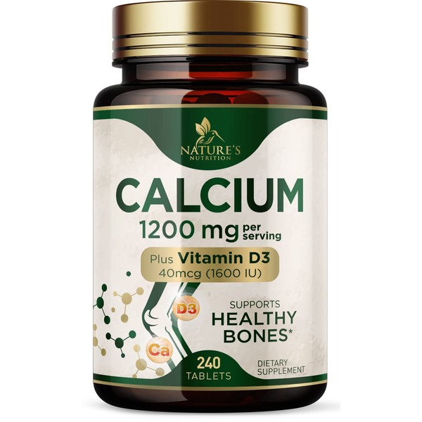 Nature's Nutrition Calcium 1200 mg with Vitamin D3, Calcium Supplement