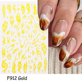 6 Sheets Gold Nail Art Adhesive Sticker 3D Self-Adhesive Nail Decals Art Design Holographic Moon Sun Stars Nail Art Sticker Decoration for Women Manicure Tips Acrylic Nails DIY Nails Art Supplies