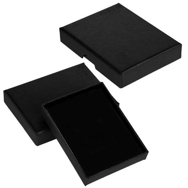 Pack of 2 Jewellery Box Jewellery Gift Box Small with Lid 7 x 9 x 1.6 cm Jewellery Box Necklace Bracelet Earrings Drawer Square Storage Box for Birthday Wedding (Black)