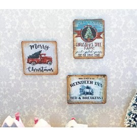 The Happy Little Home Dollhouse Miniature SET 3 discounted ART Christmas Red Pick up Reindeer Inn TREE