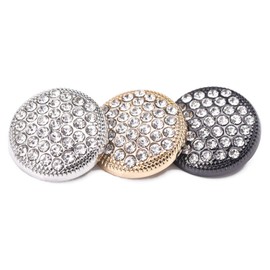 5 Pcs Round Metal Rhinestone Buttons for Clothing DIY Sewing Accessories Wedding Decaration Wholesale Luxury Fashion Decor Button (White Pearl+Silver, 25mm)