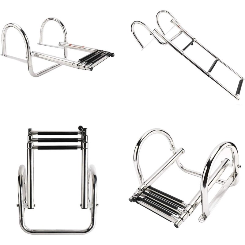 HYDDNice 3Step Pontoon Boat Ladder Stainless Steel Telescoping Inboard Ladder