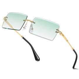 aisswzber Fashion Rimless Rectangle Sunglasses for Women Men Square Glasses Ultralight UV400 Eyewear Unisex 9031