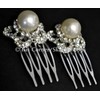Unbranded 2PC IVORY PUFFY PEARL FLOWER MINI COMB BRIDAL FORMAL