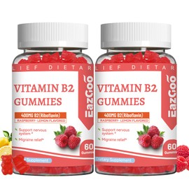 2 Pack Vitamin B2 Gummies - Riboflavin 400mg with Magnesium for Adults