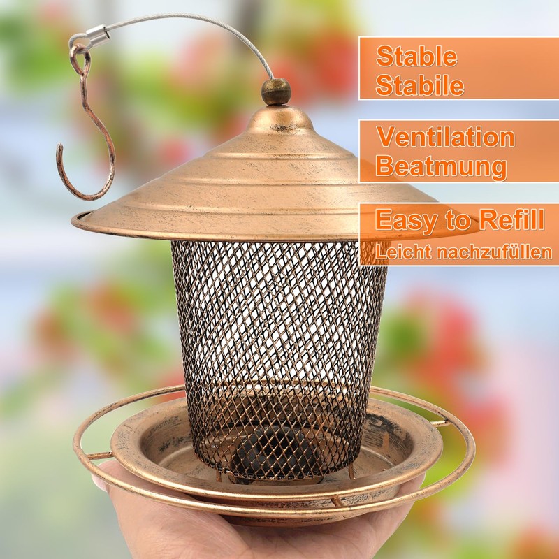 Zeqeey Metal Bird Feeder Hanging Bird Feeder for Birds Bird