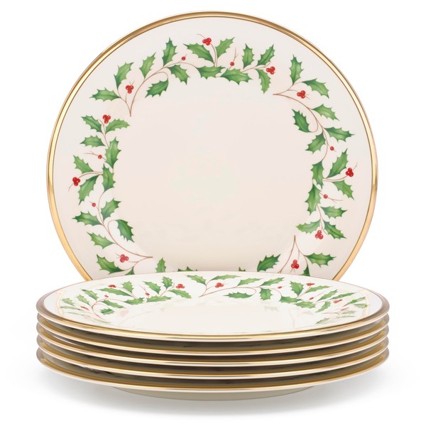 Lenox 835217 Holiday Dinner Plate Set, Buy 3 Get 6, Red & Green, 10.5"