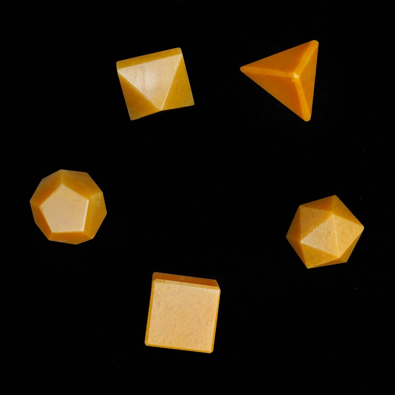 Crocon® Yellow Aventurine Platonic Solids Set 5 Pcs 15-20 mm
