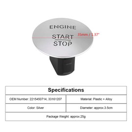Keyless Go Start Button, Start Stop Push Button Engine Ignition Switch for ML,GL,R,S,E,C CLASS 2215450714, CL550, ML350, GLK350, E350, S550, B180, C180,C200,E200, Infiniti QX30 Q30 & mor Auto and