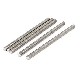 sourcing map 304 Stainless Steel Full Threaded Rod Fixing Hardware M8 x 140 mm Silver Pack of 5