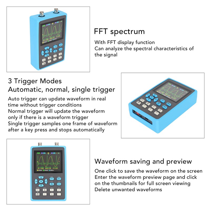 Handheld Oscilloscope 2 Channel 120MHz Bandwidth 2.8in LCD Backlight Display
