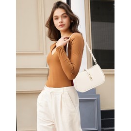 Travistar Handbag Women's Small Elegant Shoulder Bag Women's PU Leather Hobo Bag Y2k Bag Saddle Bag Aesthetic Evening Bag Clutch with Zip Cool Shoulder Bag for Teenage Girls, beige