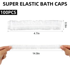 100 Pcs Disposable Shower Caps, Elastic Plastic Bath Caps Waterproof Hair Caps for Home Use Hotel Spa & Hair Salon, Large Thick Clear Bath Shower Hair Caps for Women Kids Girls