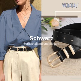 WERFORU Pack of 3 Women's Leather Belt for Jeans Fashionable Women's Belt with Metal Buckle, Black, brown, coffee