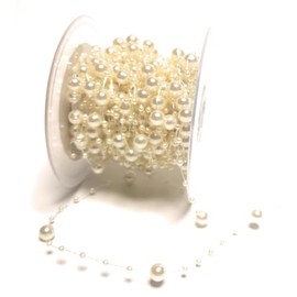 s.dekoda Pearl Garland 15 m x 8 mm Cream Pearl Cord Bead Ribbon